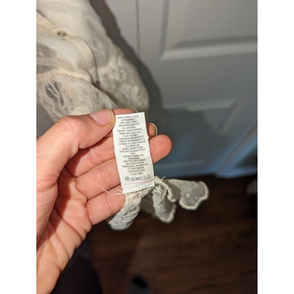 Free People Cream Lace Button Down Medium Shear Dress - Picture 6 of 11